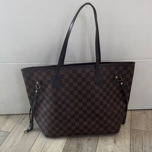 Checkered Brown Tote Bag